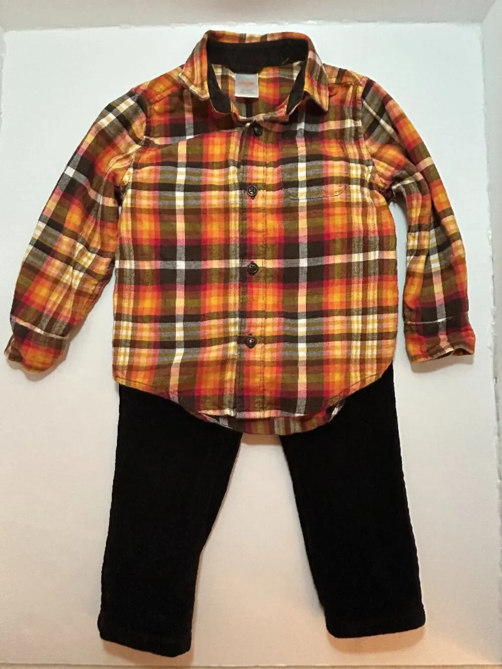 Gymboree Boys Fall 3T Outfit: Flannel Shirt & Corduroy Pants: Thanksgiving or HW